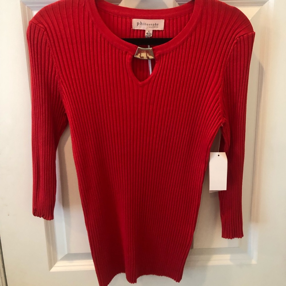 Philosophy Red Ribbed Sweater